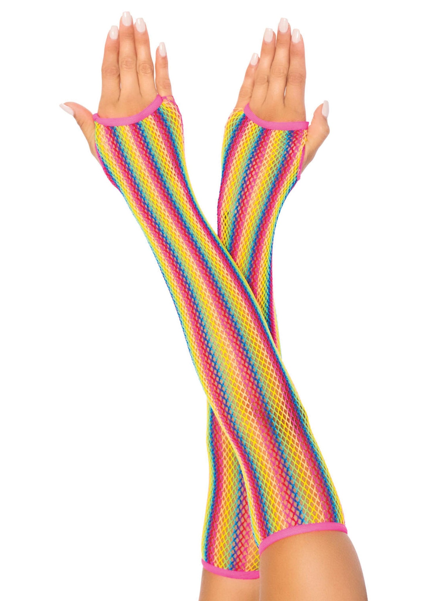Leg Avenue 2036 Rainbow net arm warmers