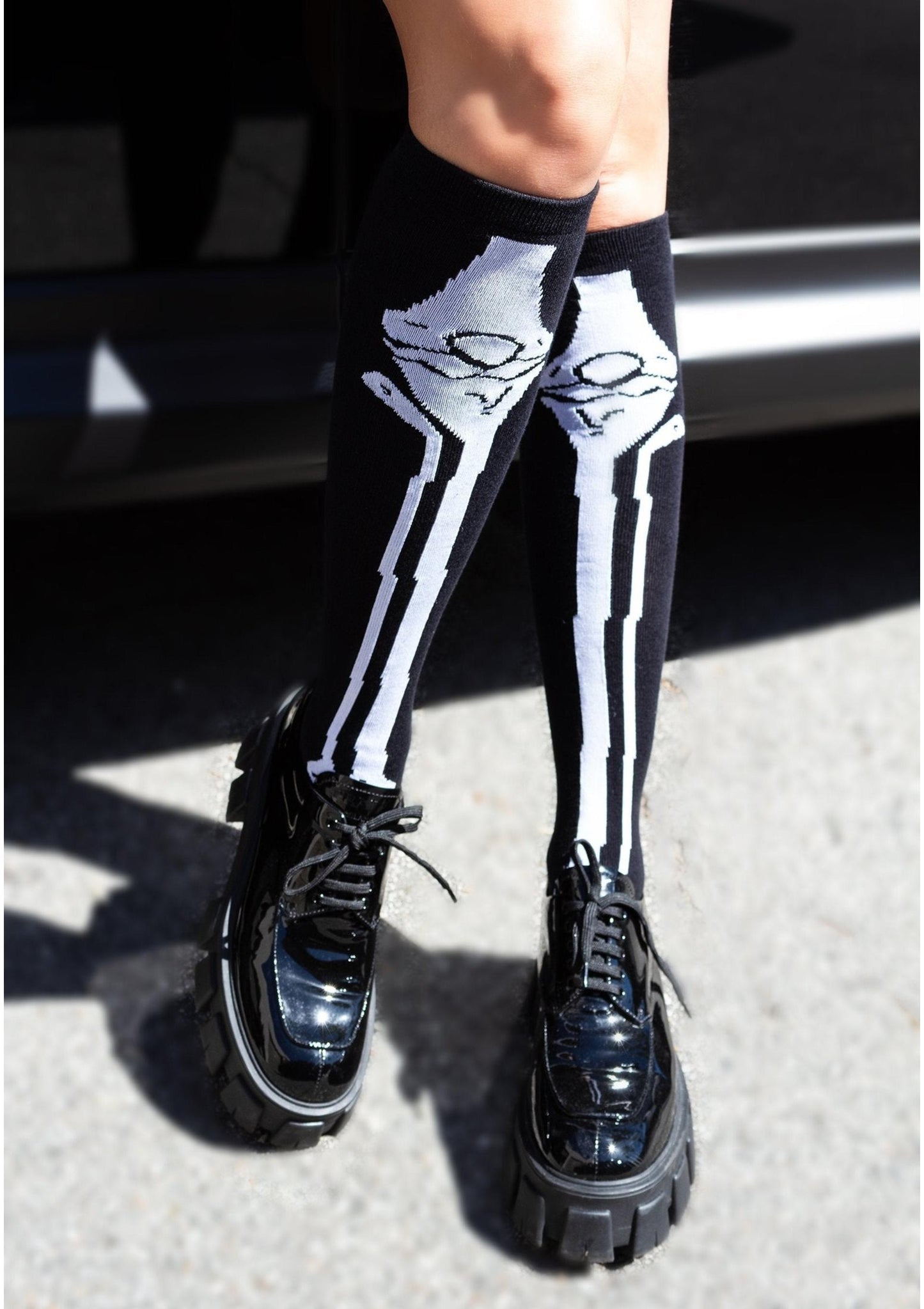 Skeleton Over The Knee Socks