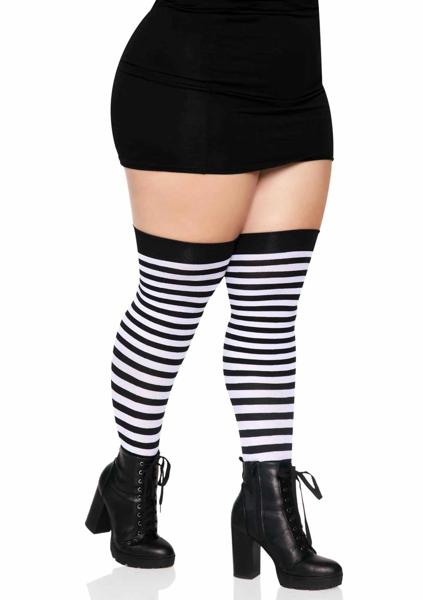 Plus Striped Thigh Highs