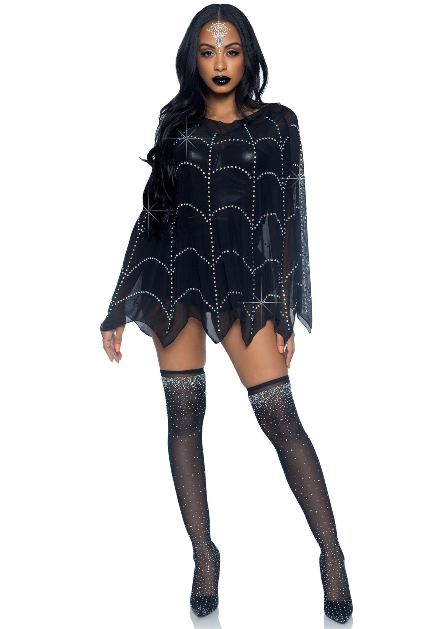 Leg Avenue 87082 Sheer rhinestone poncho