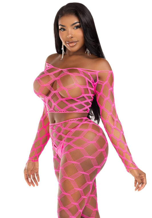 Net Crop Top and Footless Tights