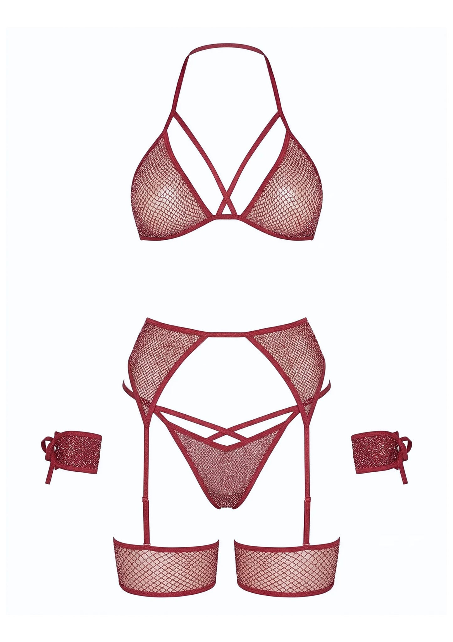 4-Piece Lurex Bra & Harness Set