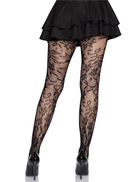 Seamless Floral Lace Pantyhose