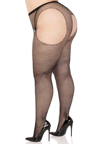 Plus Fishnet Suspender Pantyhose
