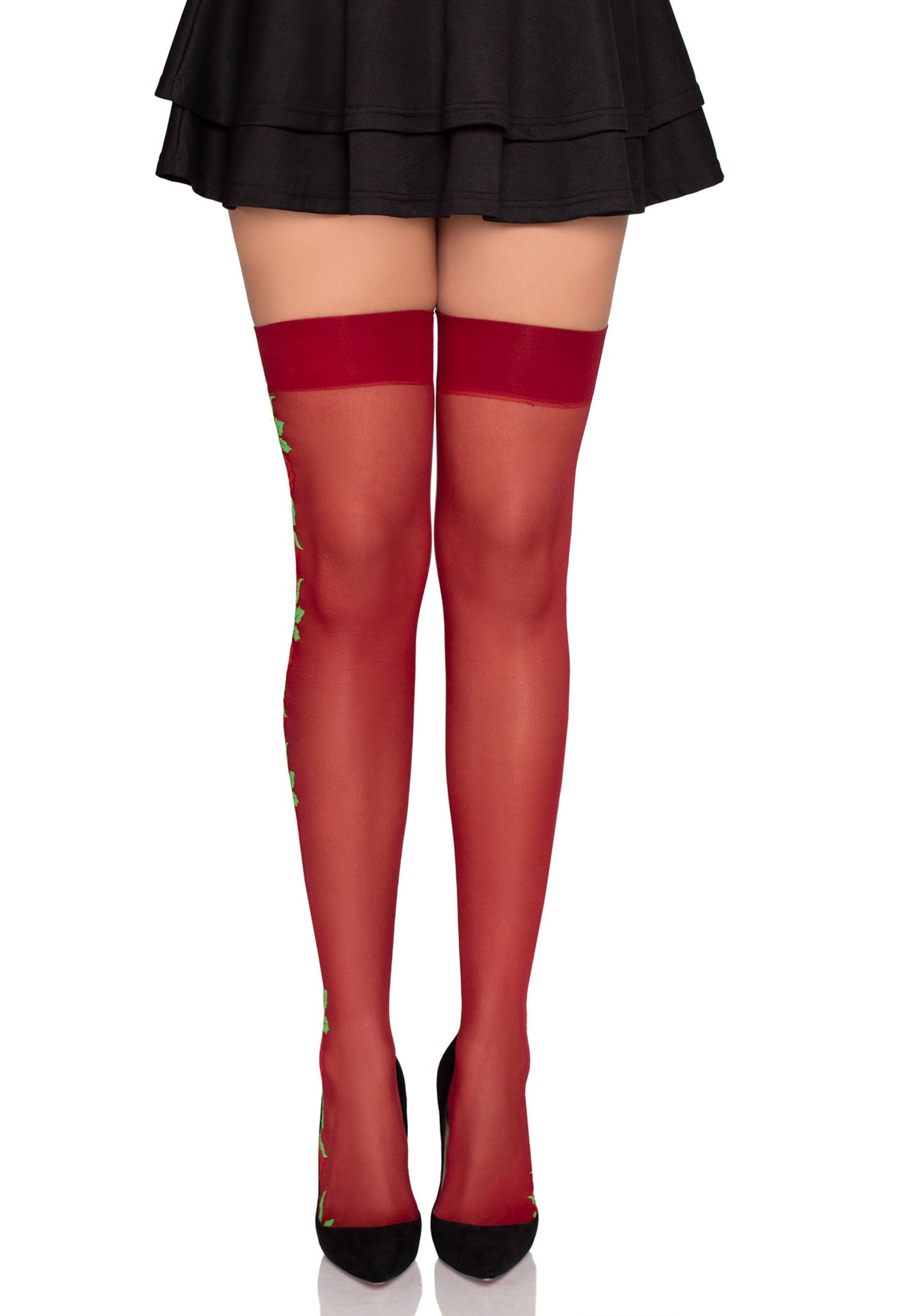 Spandex Thigh Highs with Roses