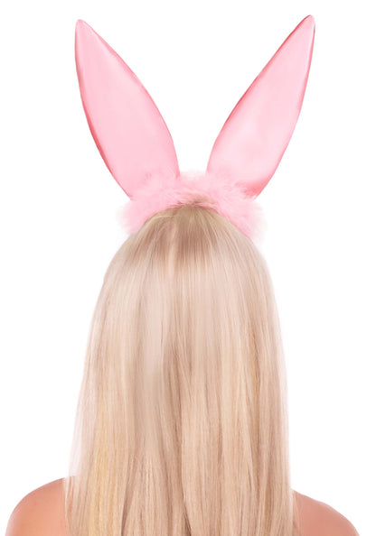 Bendable Marabou Trimmed Satin Bunny Ears