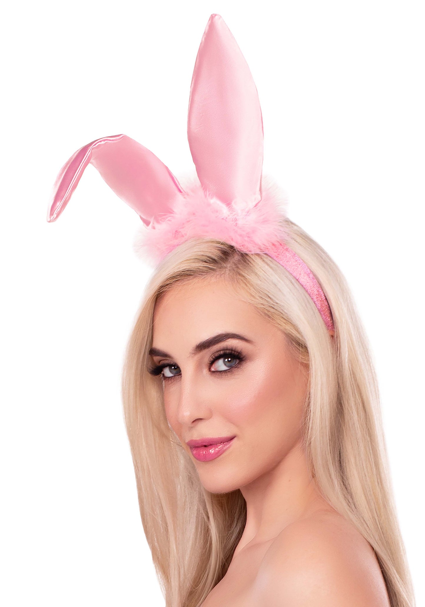Bendable Marabou Trimmed Satin Bunny Ears