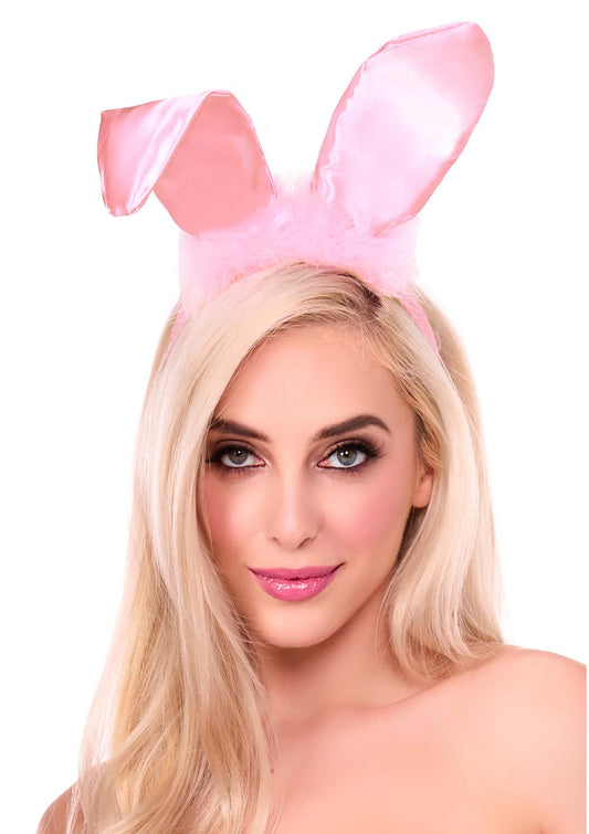 Bendable Marabou Trimmed Satin Bunny Ears