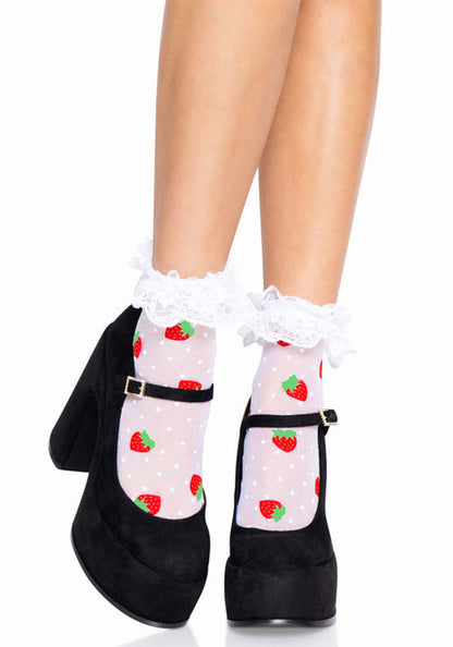 Strawberry Ruffle Top Anklets