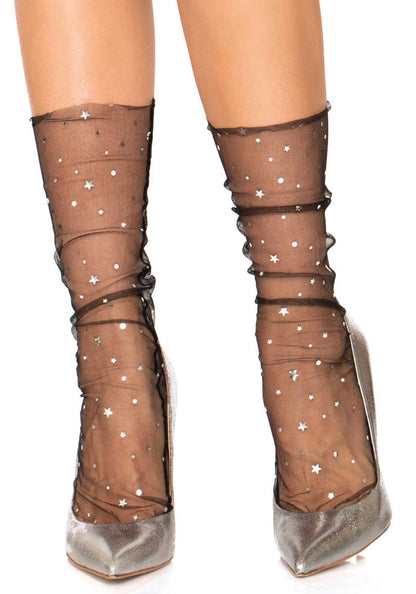 Leg Avenue 3047 Tulle Star and moons socks