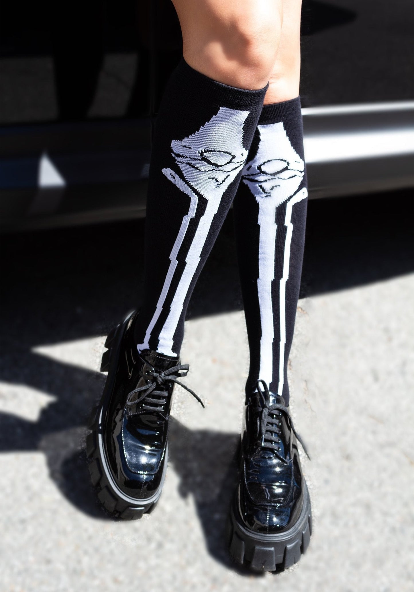 Skeleton Over The Knee Socks