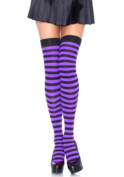 Leg Avenue 6005 Striped nylon thigh highs