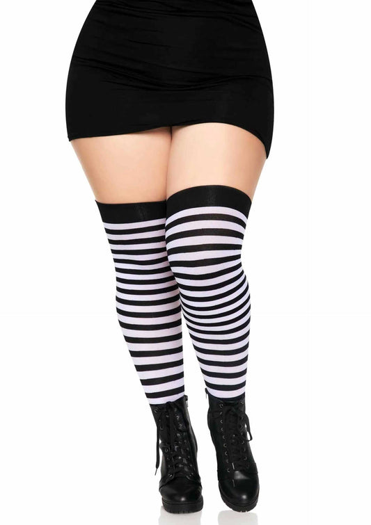 Plus Striped Thigh Highs