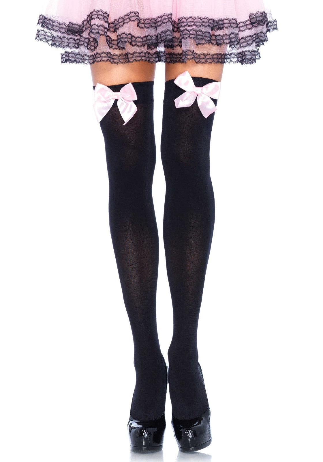 Leg Avenue 6255 Nylon Thigh Highs With Bow