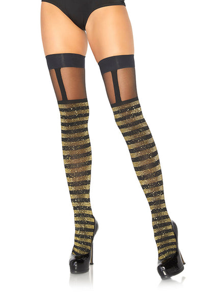 Leg Avenue 6314 Lurex striped thigh highs