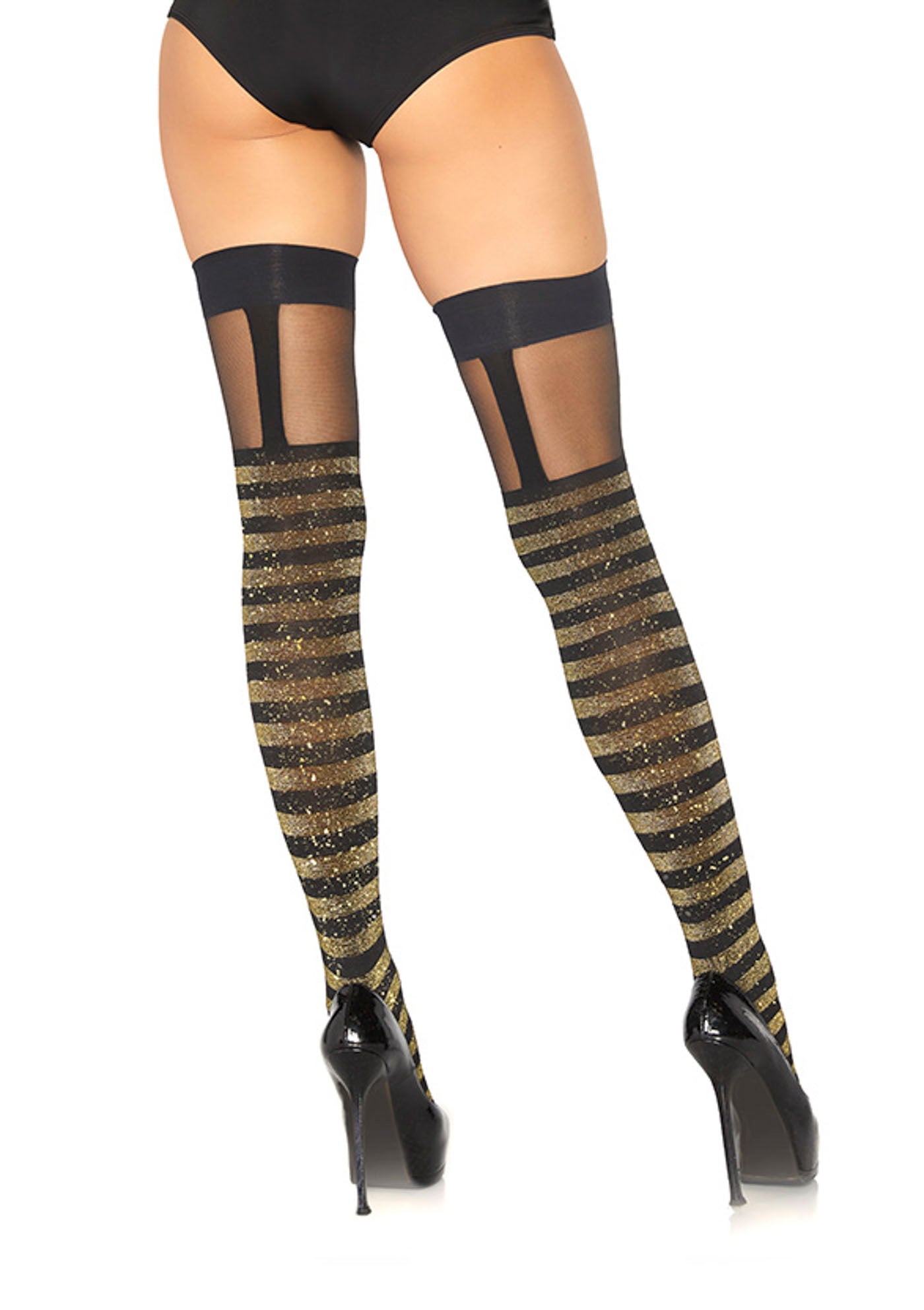 Leg Avenue 6314 Lurex striped thigh highs