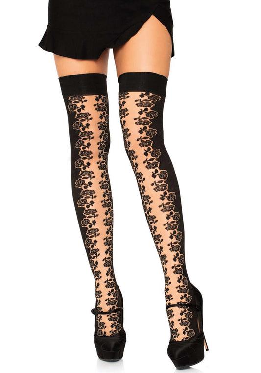 Leg Avenue 6623 Rosette panel thigh highs