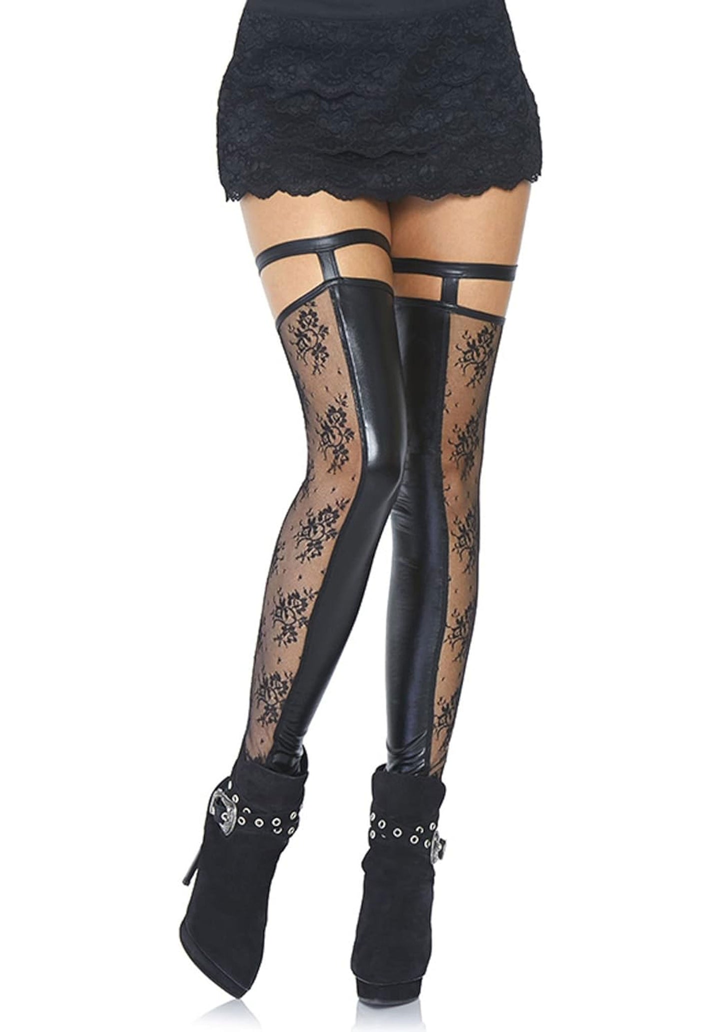 Wetlook Lace Footless Thigh Highs
