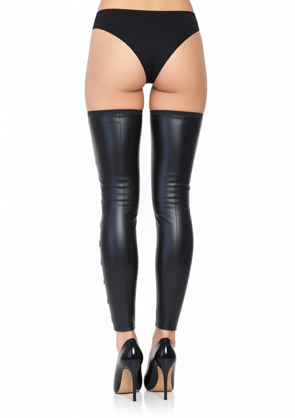 Wetlook Footless Lace Up Thigh