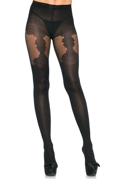 Leg Avenue 7132 Floral garterdetail pantyhose