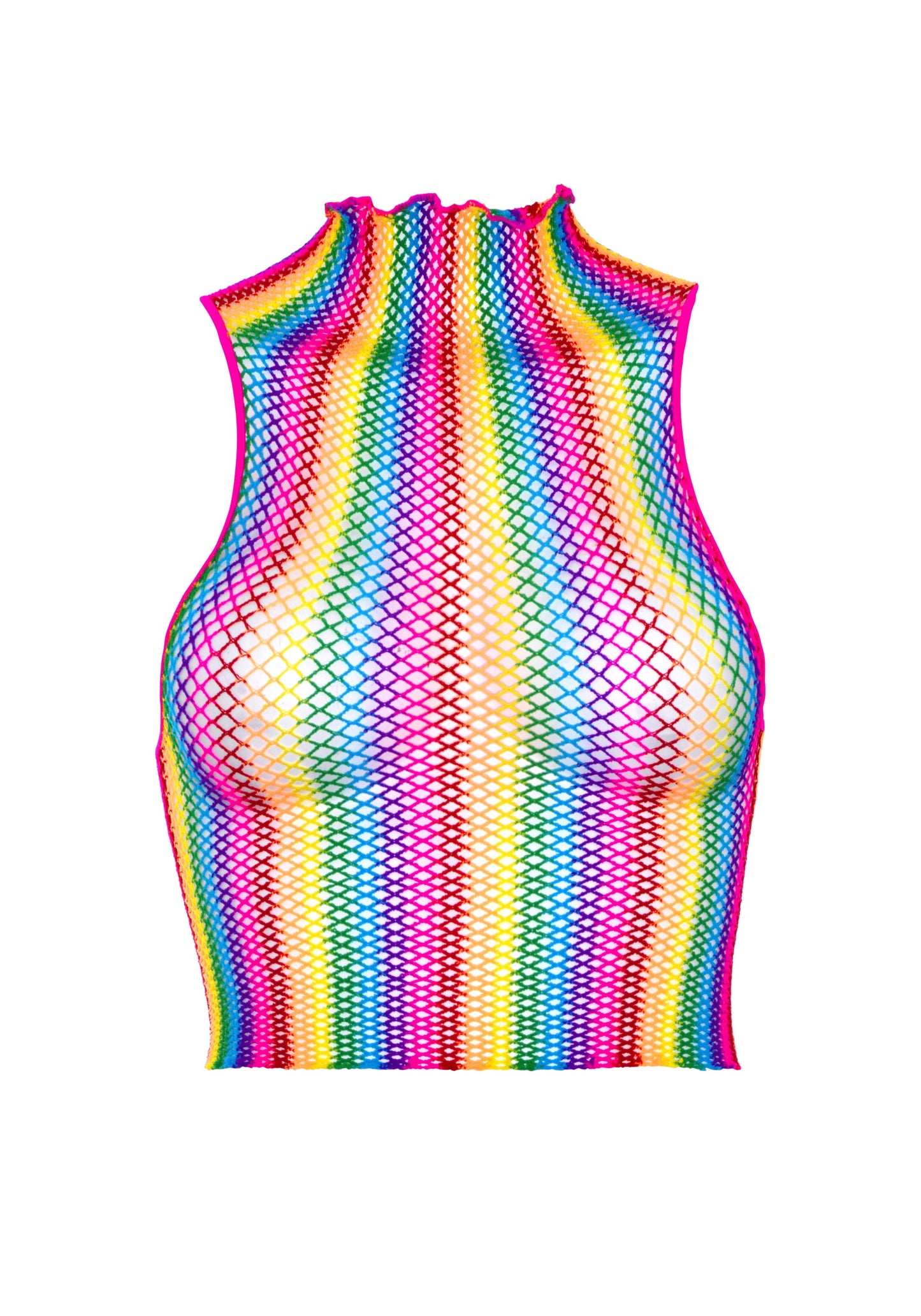 Leg Avenue 81610 Rainbow net high neck crop top