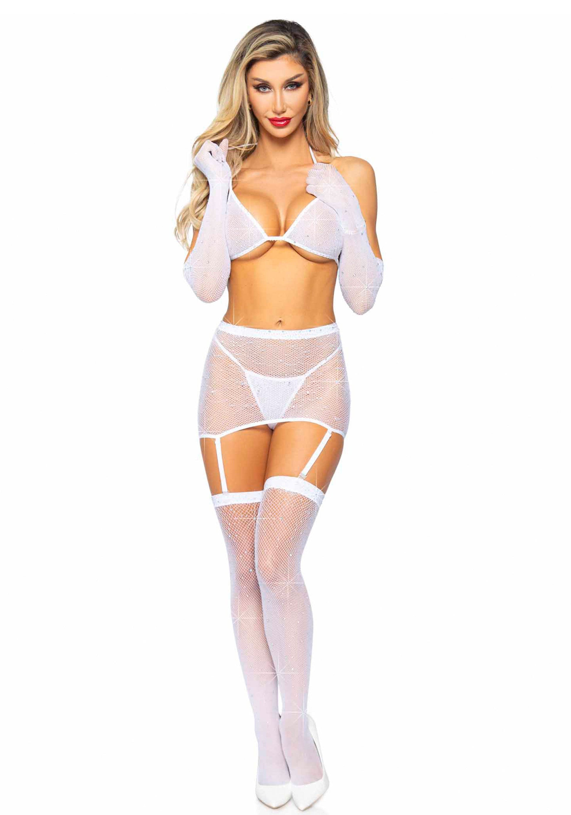 Leg Avenue 81617 5Pc bra set with garterbelt