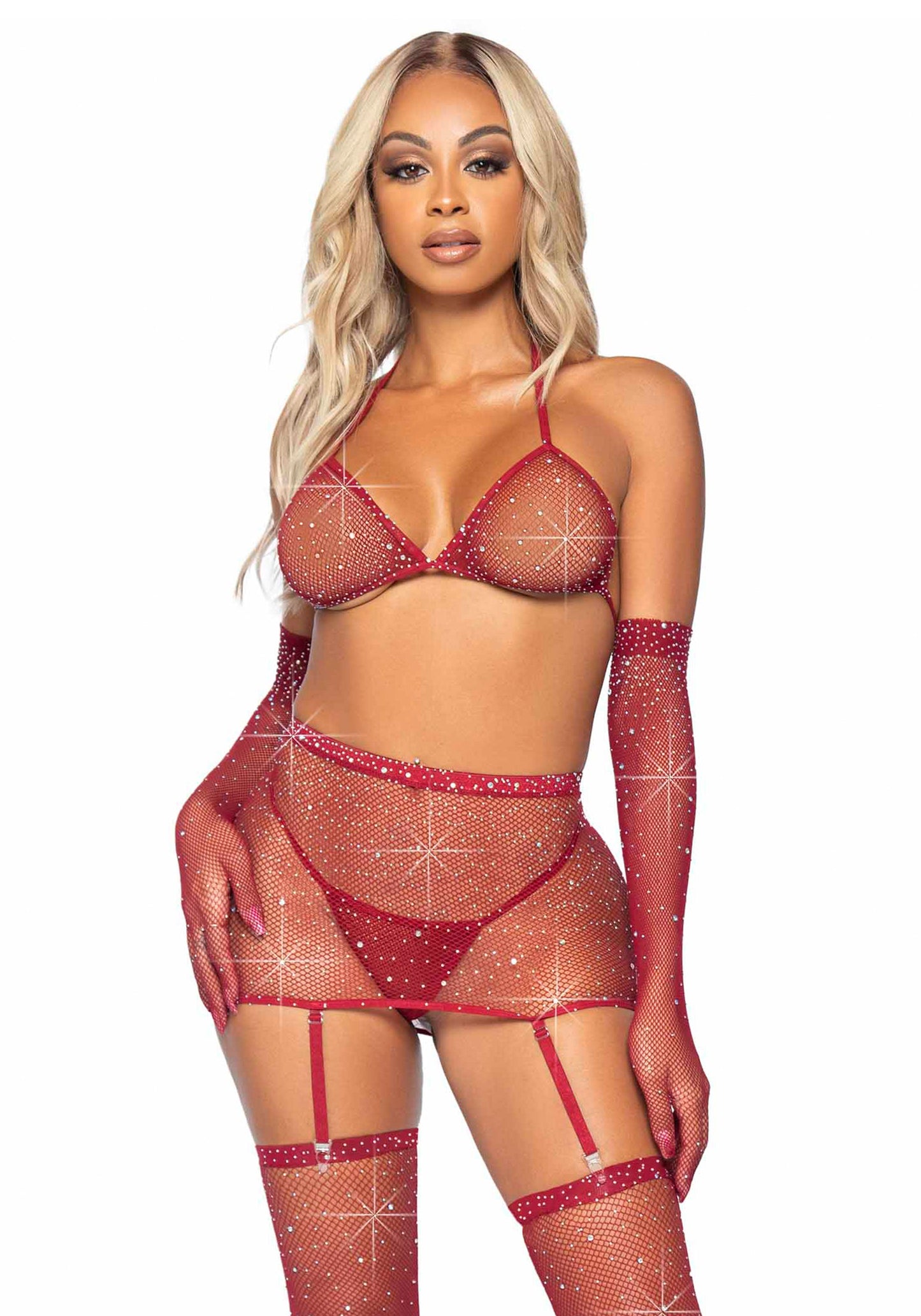 Leg Avenue 81617 5Pc bra set with garterbelt