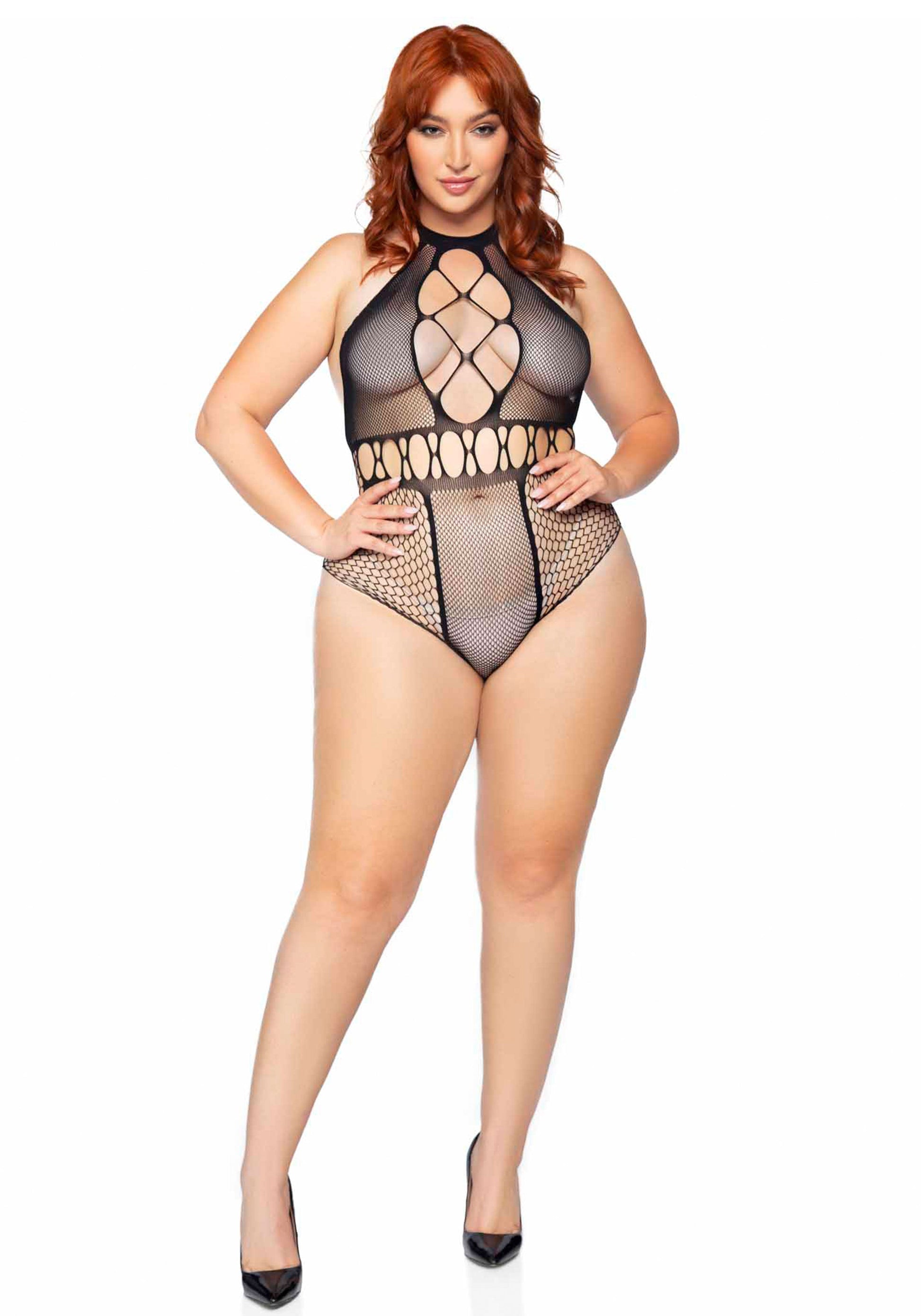 Leg Avenue 81639X Seamless multi net bodysuit Plus Size