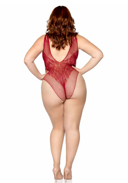 Leg Avenue 81641X Seamless net & lace bodysuit Plus Size