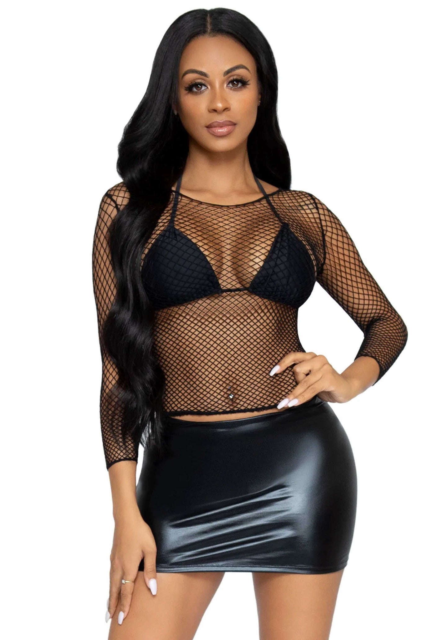 Elastane Long Sleeved Fishnet Shirt