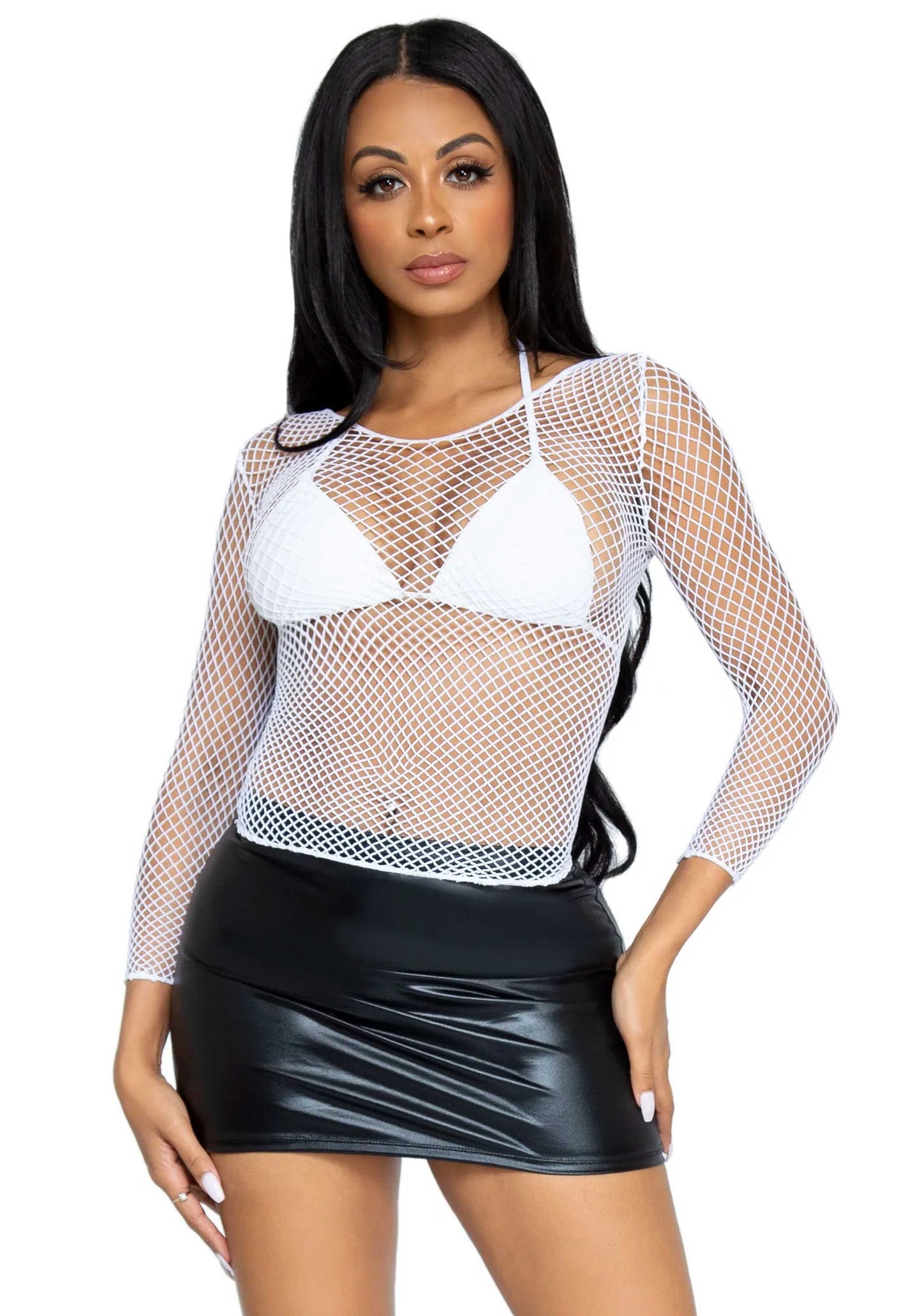 Elastane Long Sleeved Fishnet Shirt