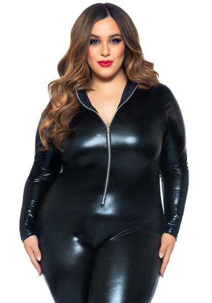 Leg Avenue 85047X Lame zipper front catsuit