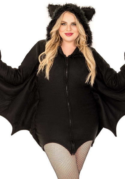 Plus Cozy Bat Hooded Dress