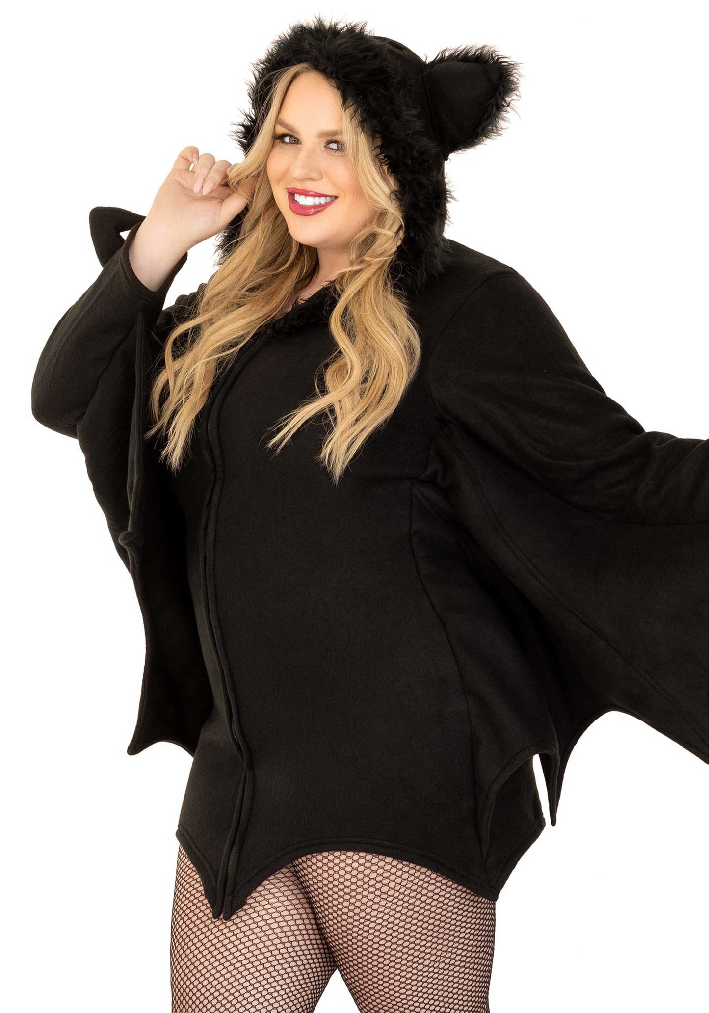 Plus Cozy Bat Hooded Dress