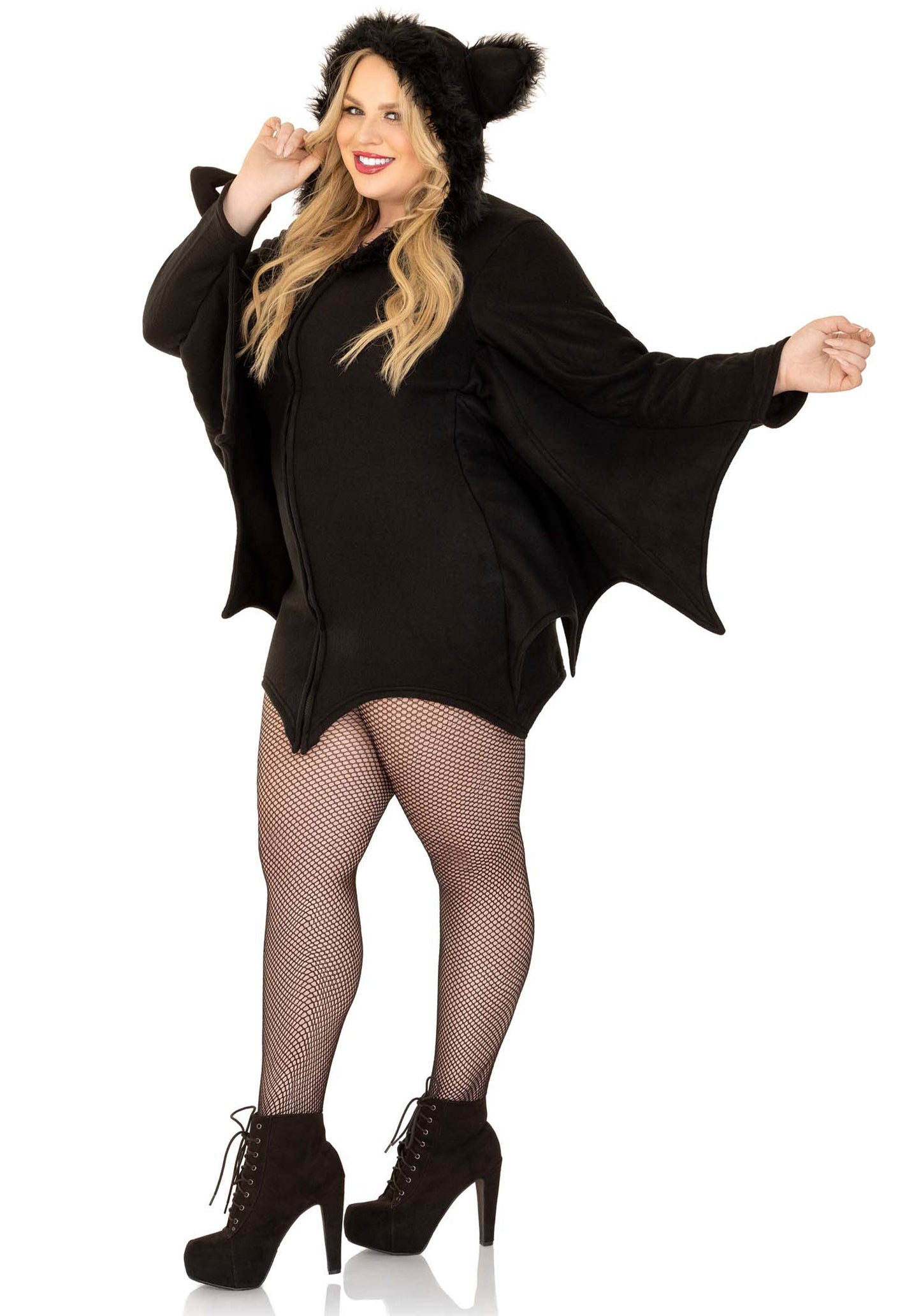 Plus Cozy Bat Hooded Dress