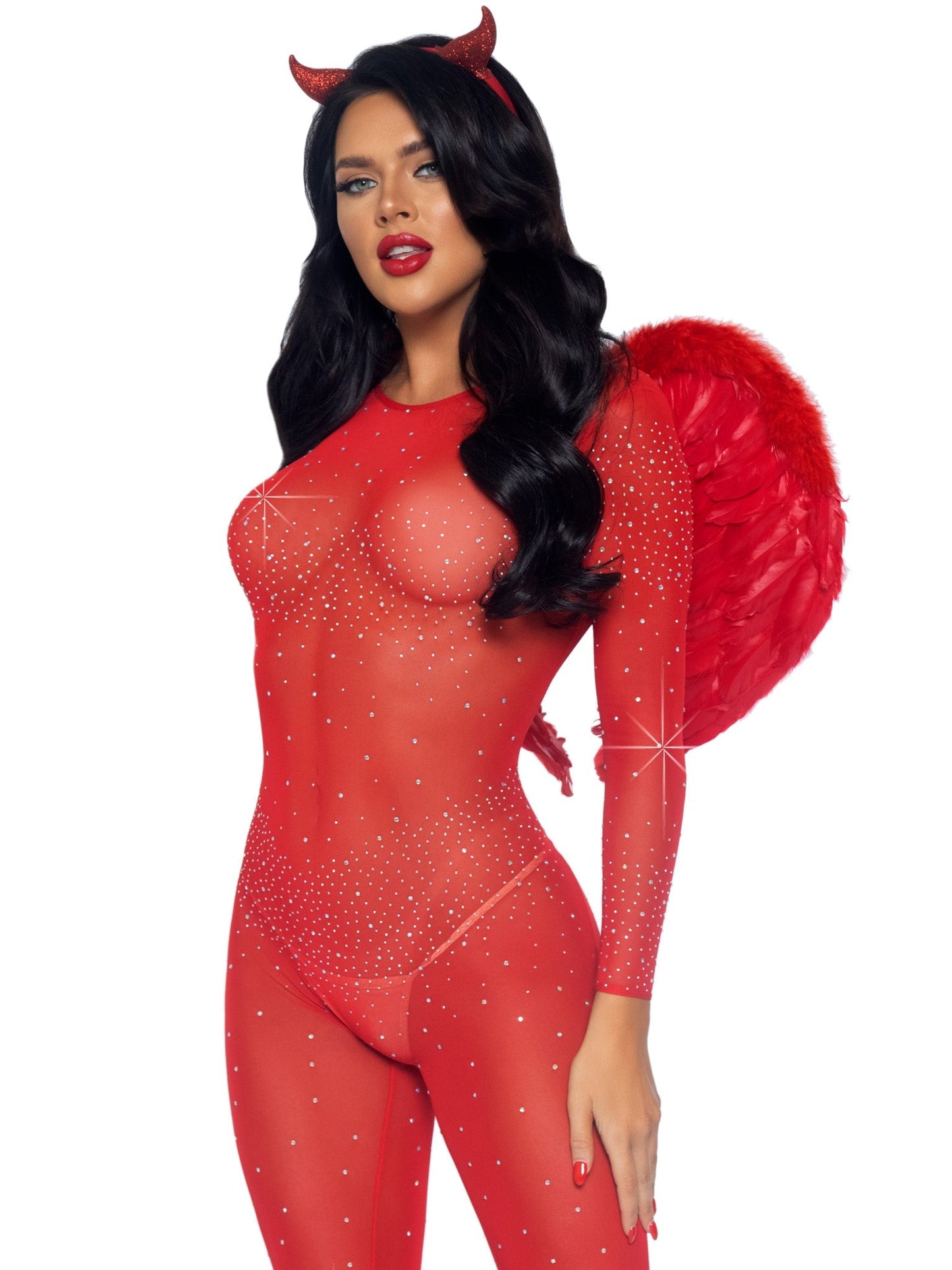 Sheer Rhinestone Catsuit