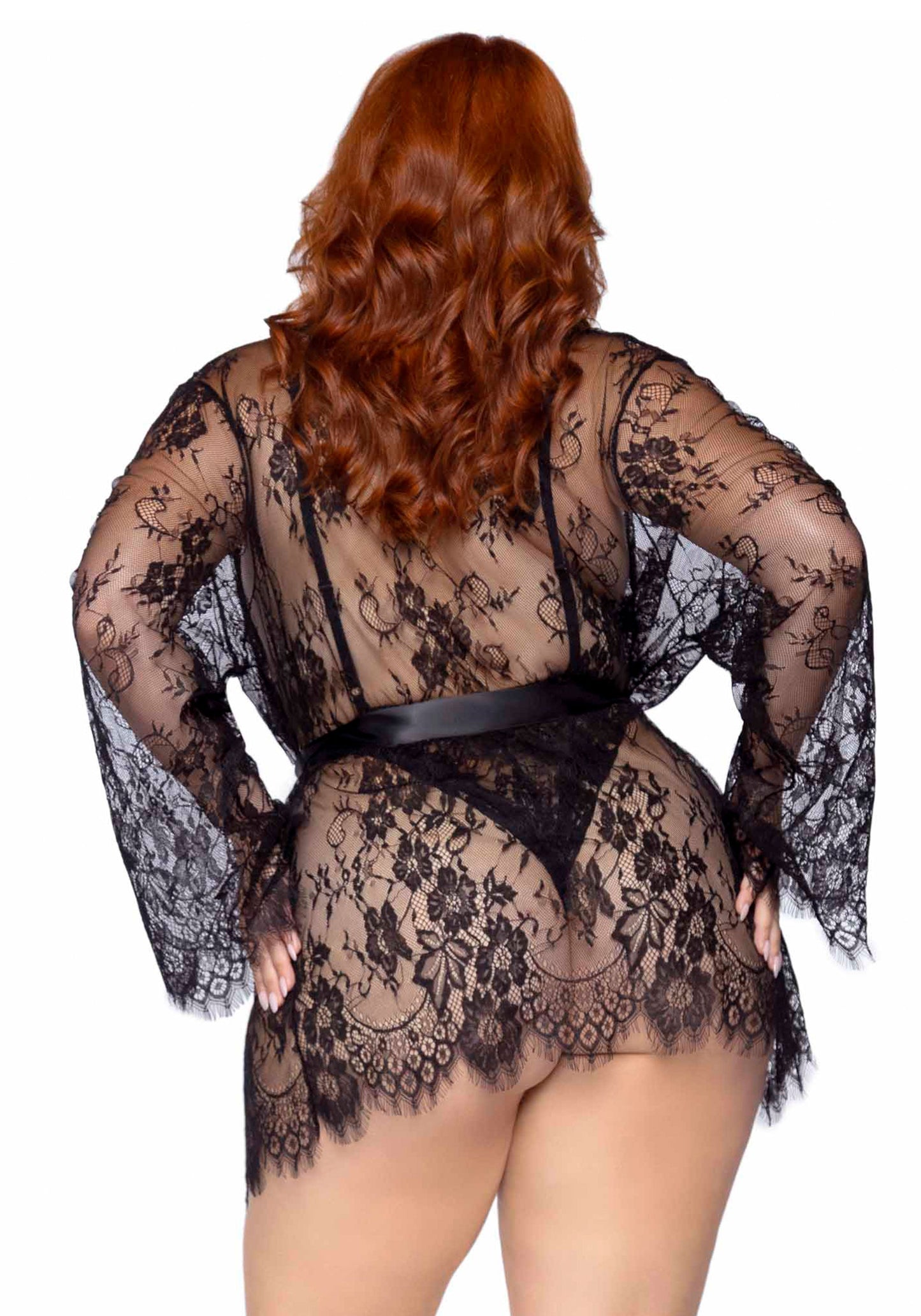 Plus Teddy with Cheeky Thong and Lace Robe