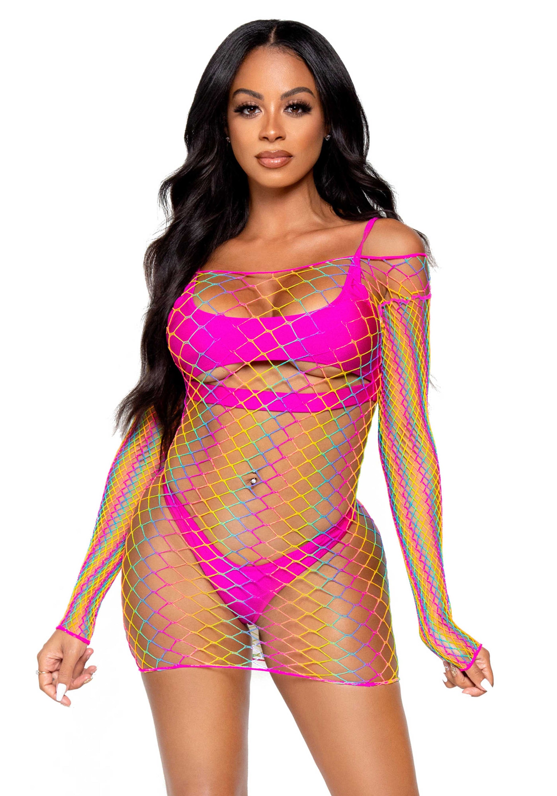 Leg Avenue 86131 Net long sleeved mini dress