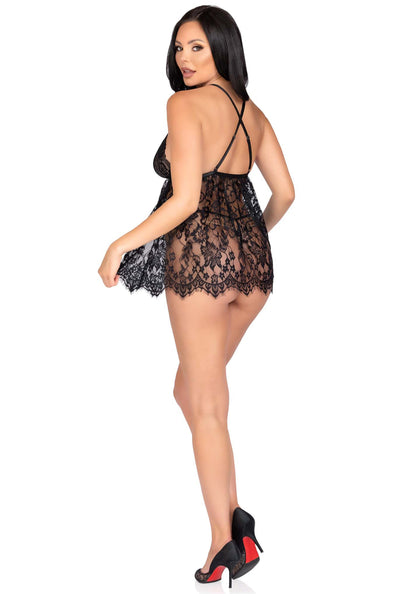 Floral Lace Babydoll and String