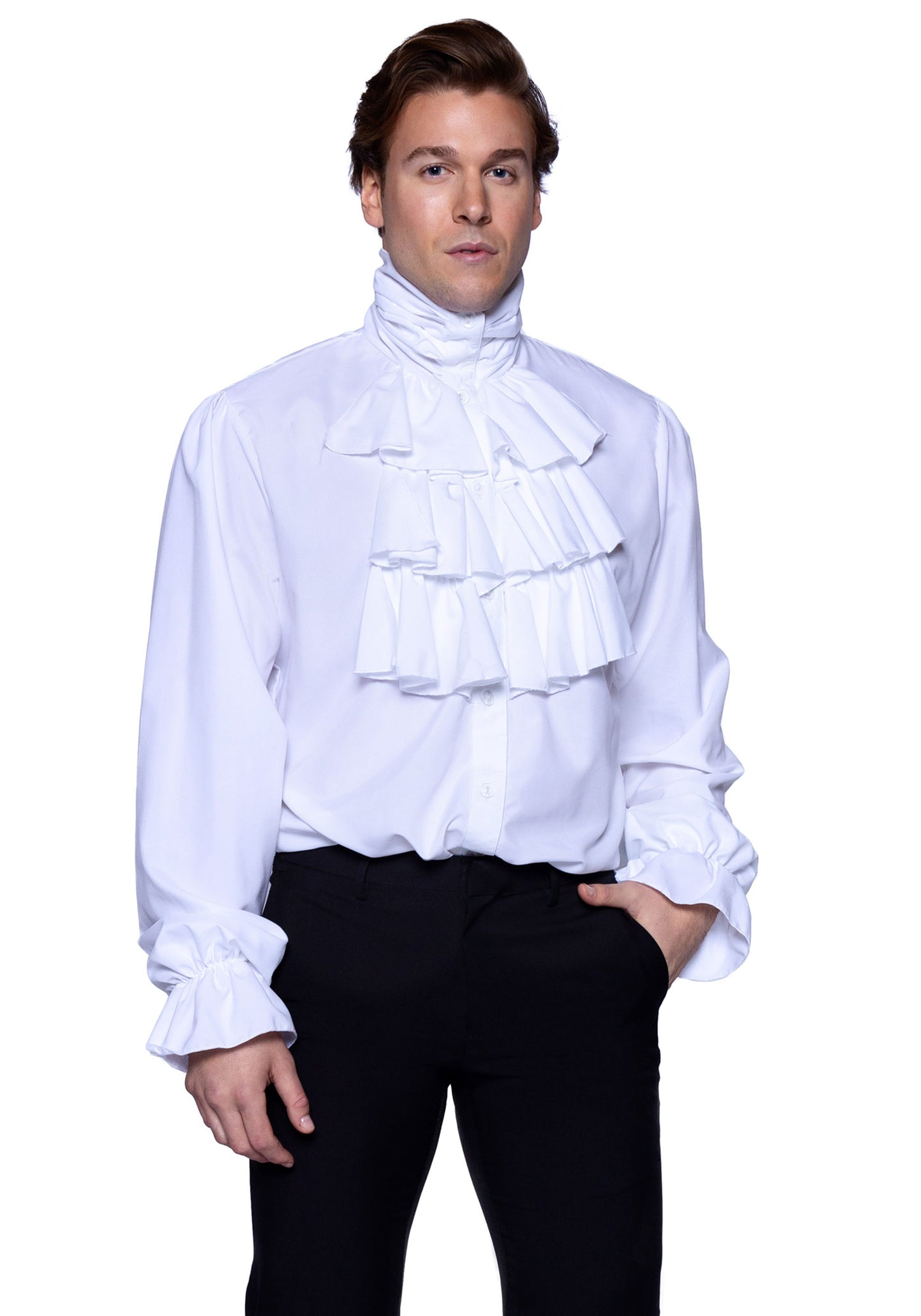 Leg Avenue 86688 White Ruffle front shirt