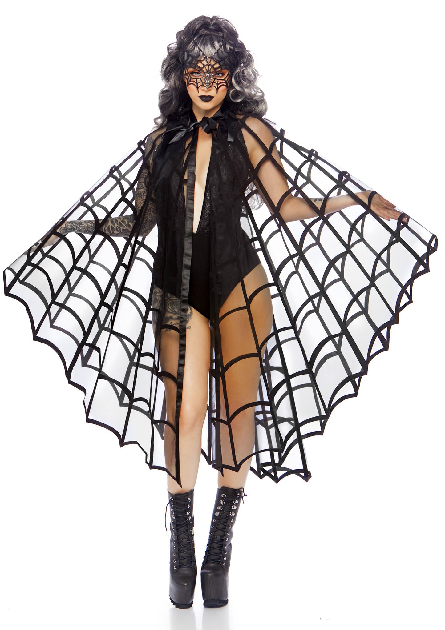 Leg Avenue 86868 Velvet flocked web cape