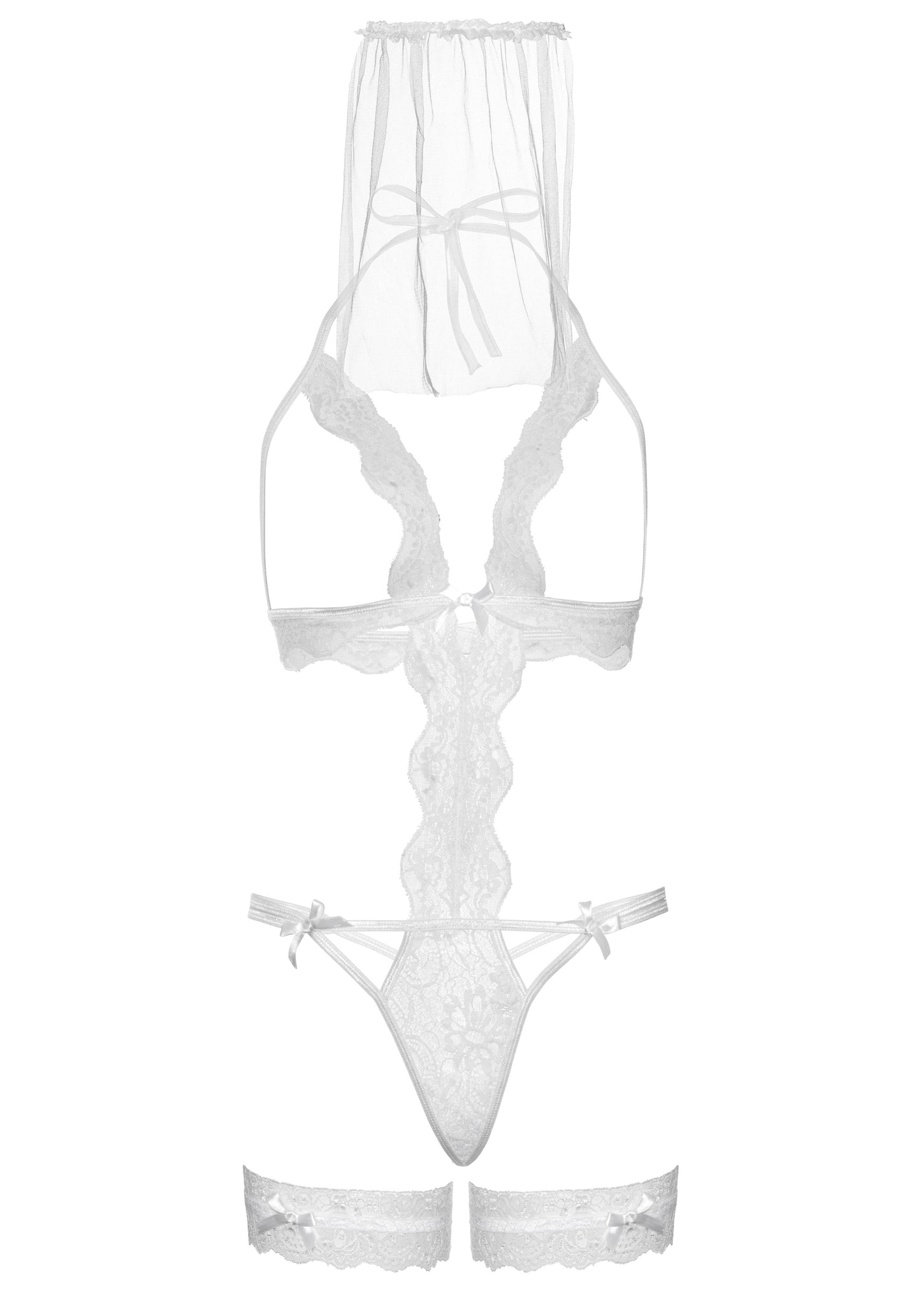 Leg Avenue 87060 G-string teddy, veil & garter