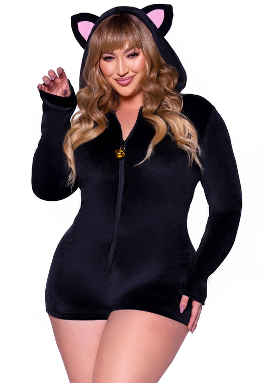 Leg Avenue 87142XBlack Velvet Kitty Cat Plus Size