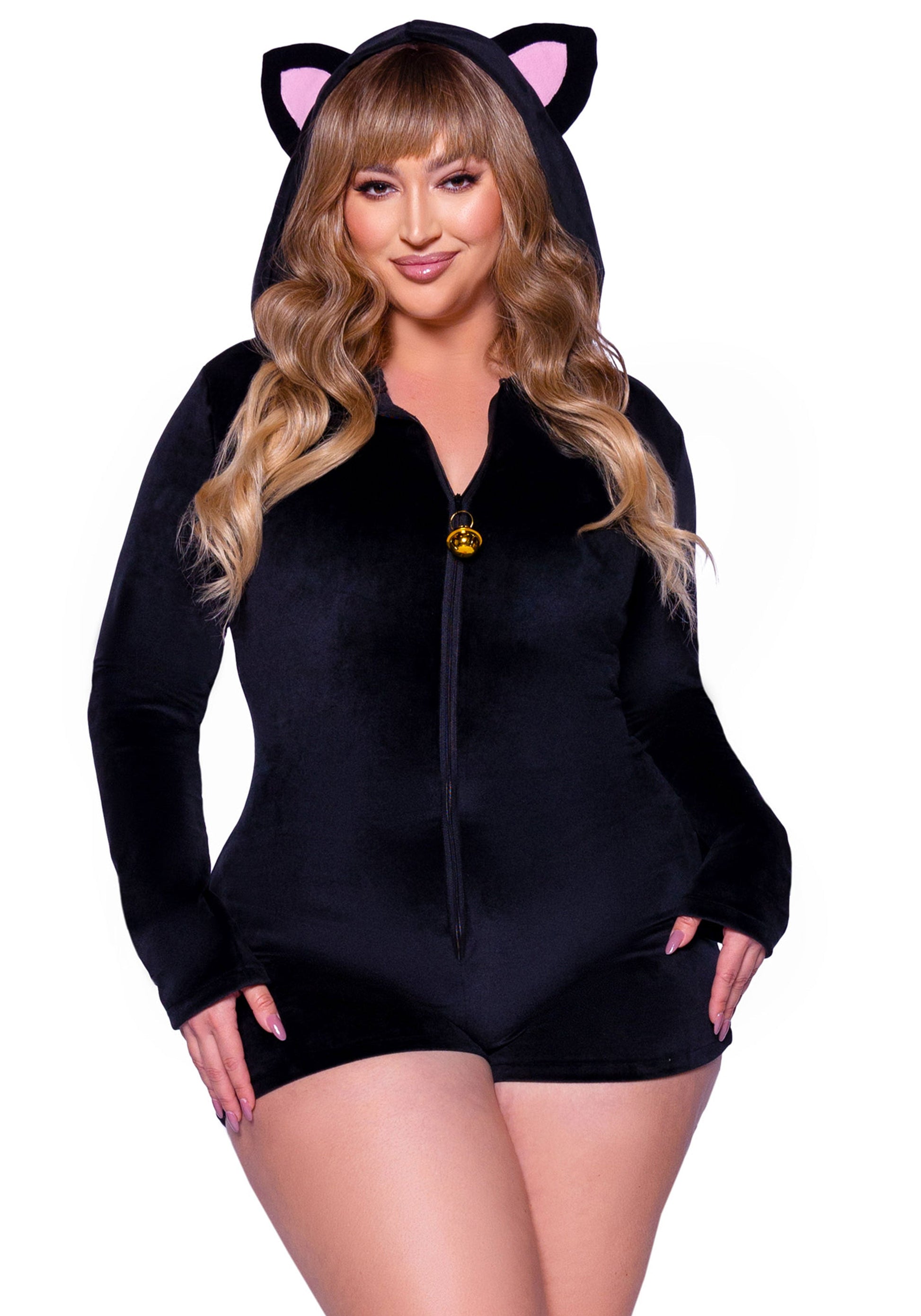 Leg Avenue 87142XBlack Velvet Kitty Cat Plus Size