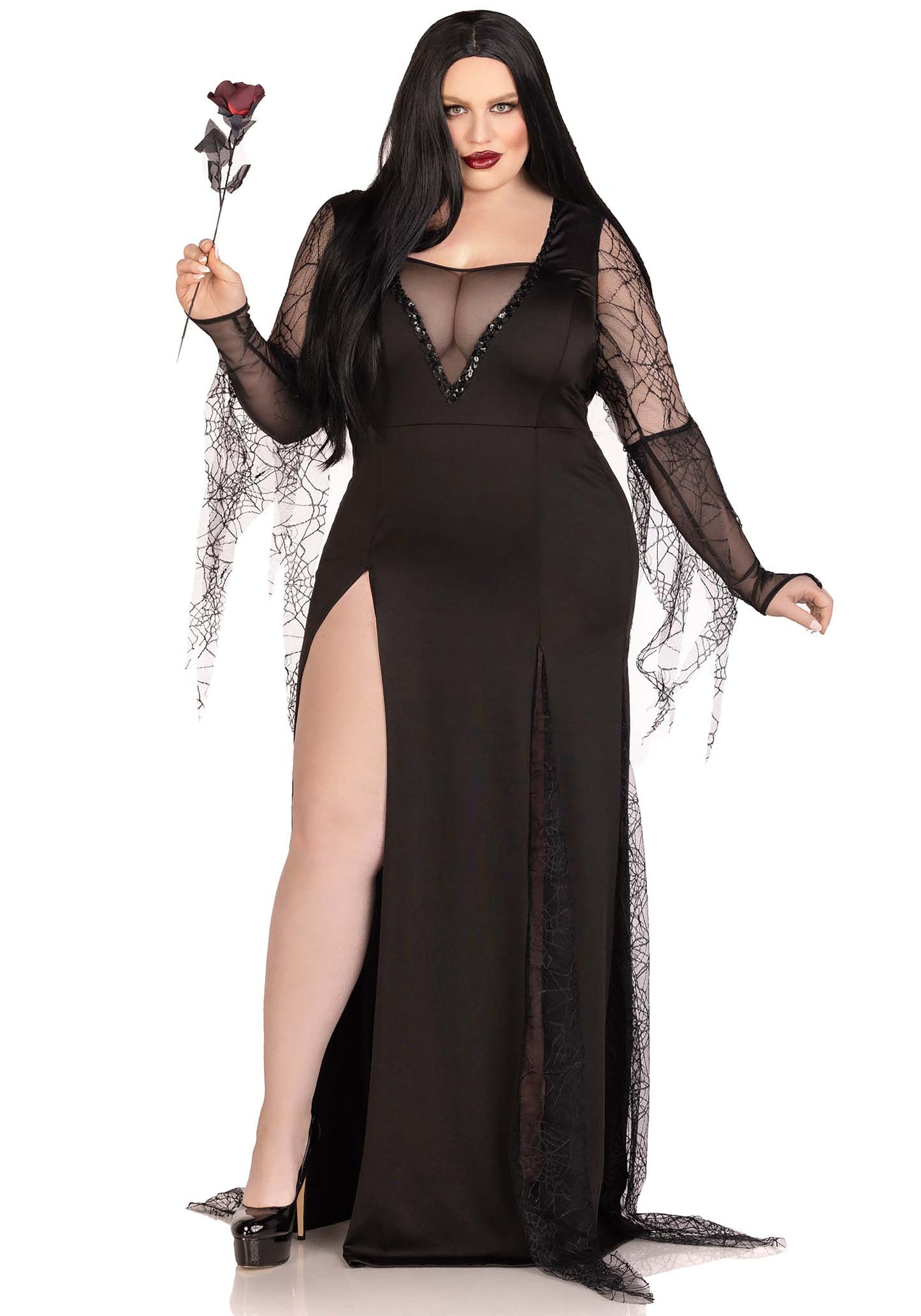 Plus Sexy Spooky Morticia Dress