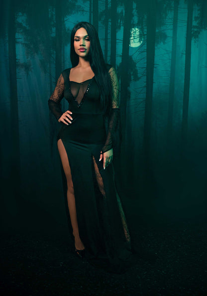 Sexy Spooky Morticia Dress