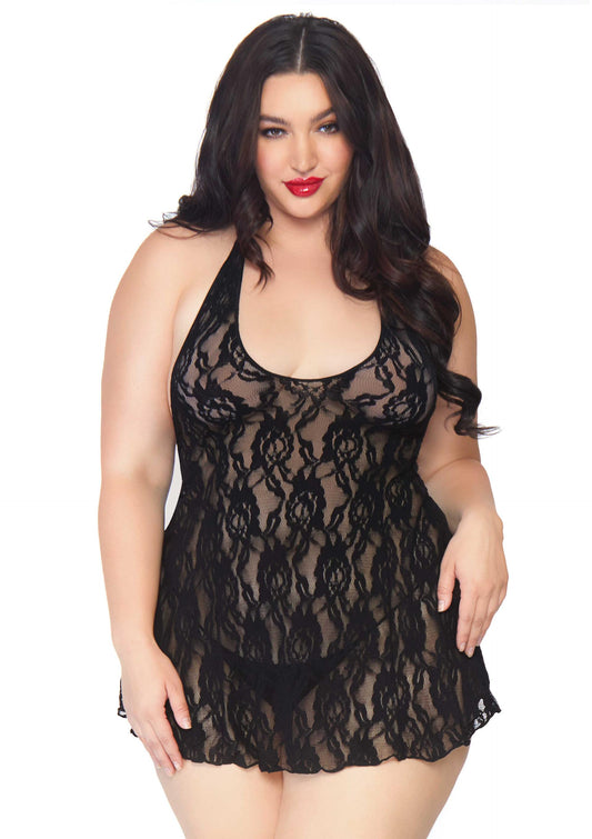 Leg Avenue 8718Q Halter Rose Lace Dress+