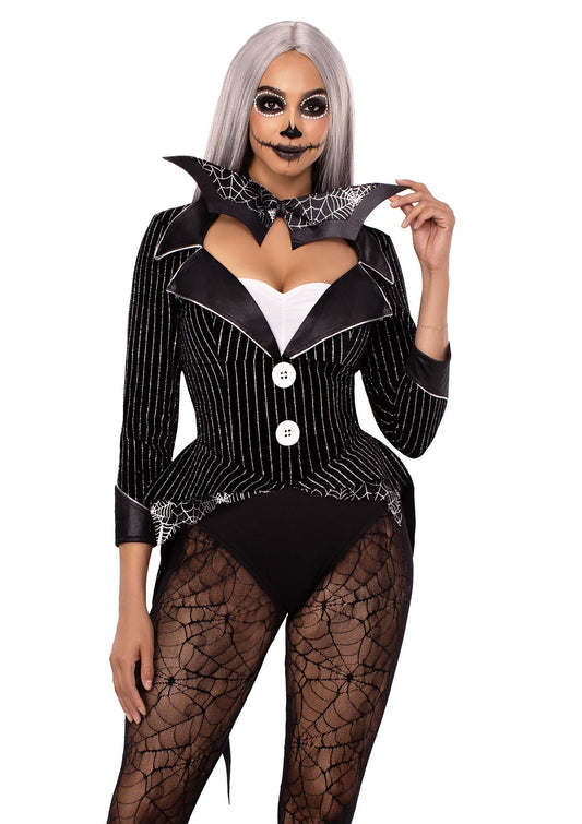 Halloween Baddie Striped Velvet Bodysuit