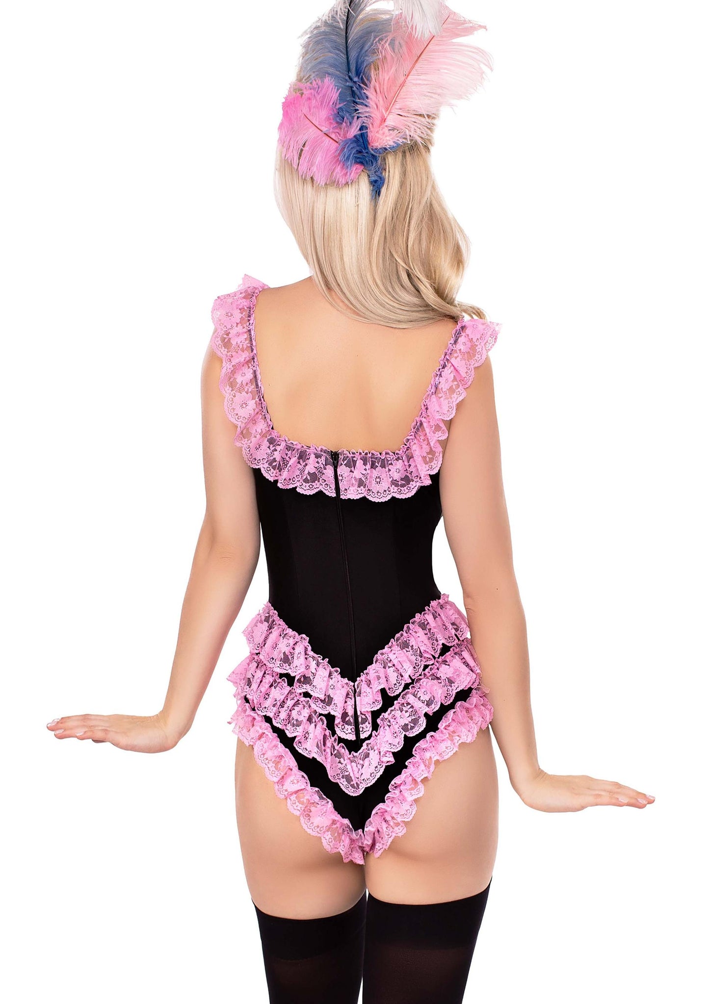 Boned Ruffle Bodysuit with Bow Accent
