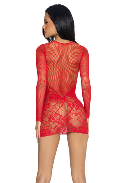 Fishnet & Lace Mini Dress